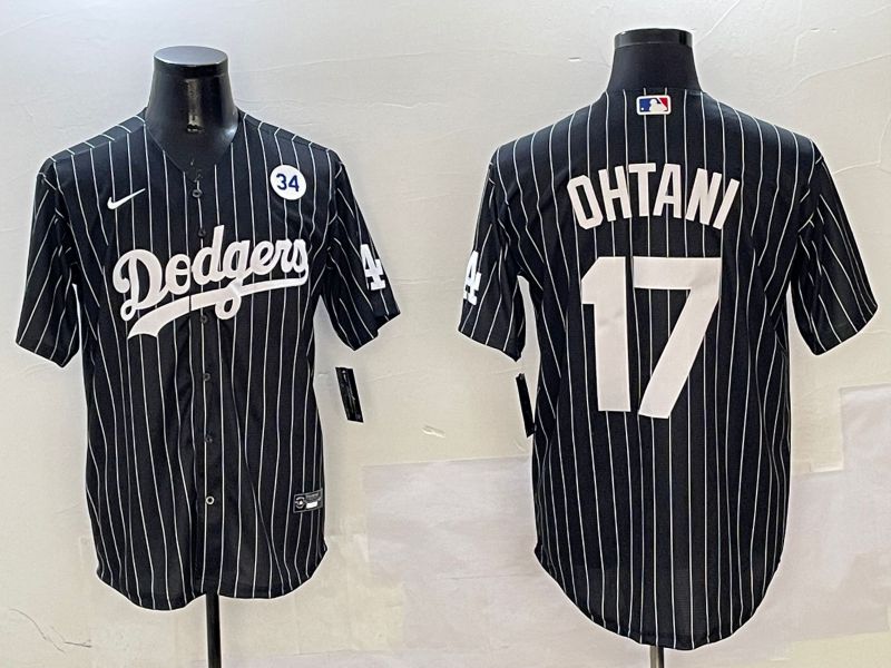 Men Los Angeles Dodgers 17 Ohtani Black Stripe Jointly Name 2025 Nike MLB Jersey style 6